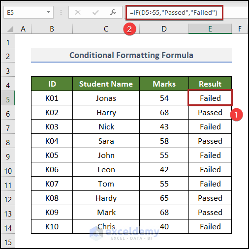Conditional Formatting Formula in Excel