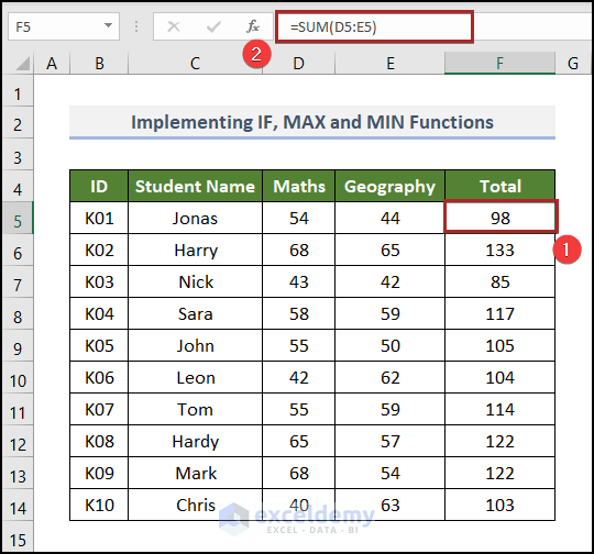 Implementing IF, MAX and MIN Functions