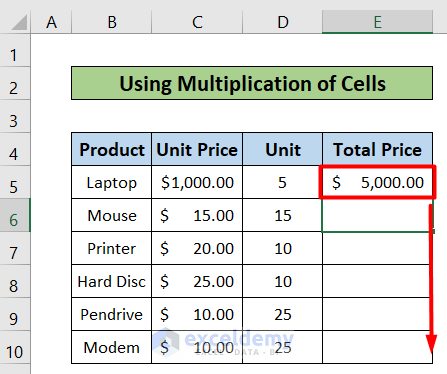 Use Multiplication of Cells of how to Create a Multiplication Formula in Excel