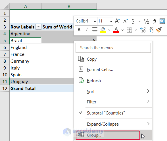 grouping data to show how to create a table with subcategories in excel