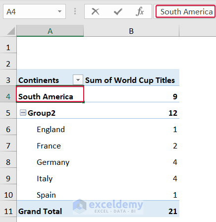 renaming groups to show how to create a table with subcategories in excel