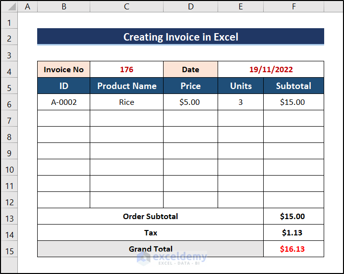 automation of invoice in excel