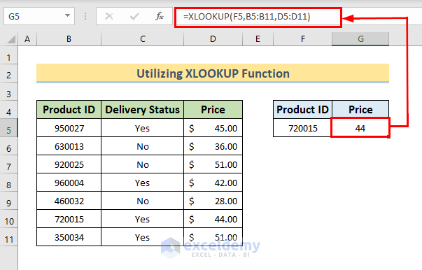 Utilize XLOOKUP Function to Create Lookup Table