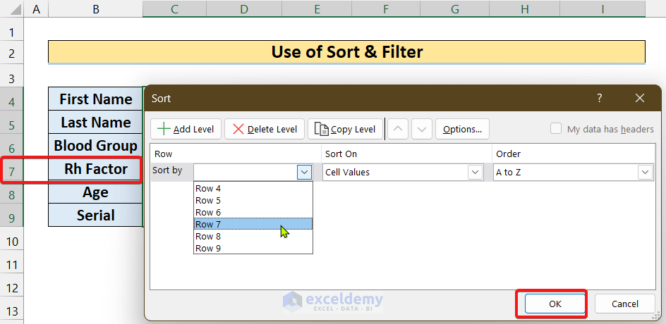 Utilize Sort & Filter Feature to Delete Multiple Columns in Excel Based on Condition