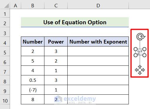 Display Exponents Using Equation Option