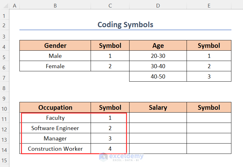 Classifying data into different groups to encode survey data in excel