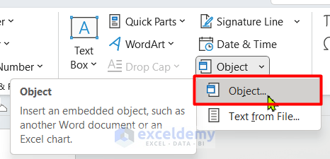 Export Data from Excel to Word by Utilizing Object Insert Feature