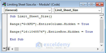 Apply Excel VBA to Restrict Sheet Size
