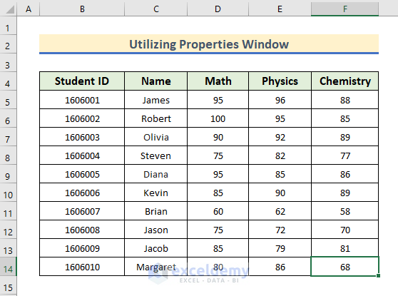 Utilize Properties Window to Limit Sheet Size in Excel