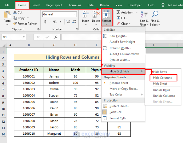Hide Rows and Columns to Limit Sheet Size in Excel