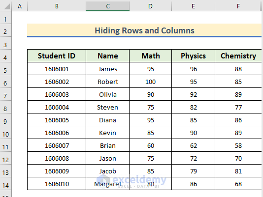 Hide Rows and Columns to Limit Sheet Size in Excel