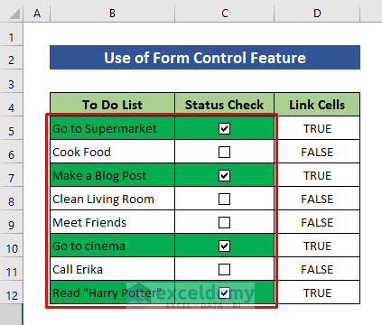 How to Make a Checklist in Excel - 5 Steps - ExcelDemy