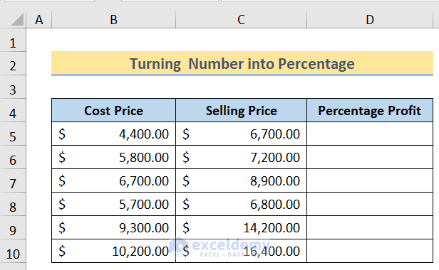 Arrange Dataset to Make a Conversion Table in Excel