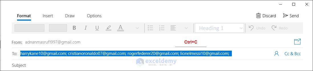 copying email addresses to show how to paste a list of emails into excel