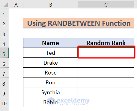 Implement RANDBETWEEN Function to Randomize a List in Excel Into Groups