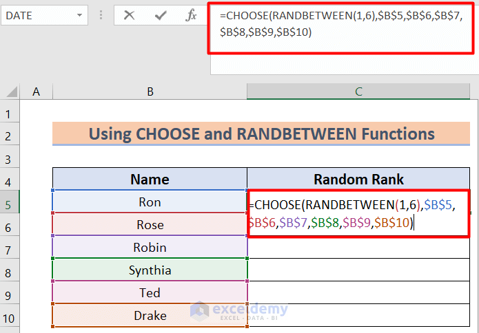 random group assignment excel