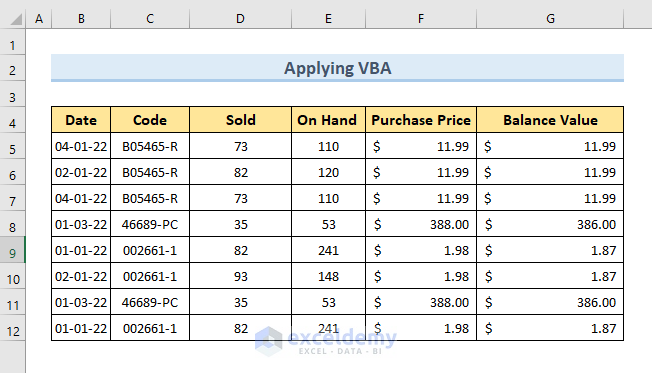 Apply Excel VBA to Remove Rows with Identical Transactions Keeping First Instance