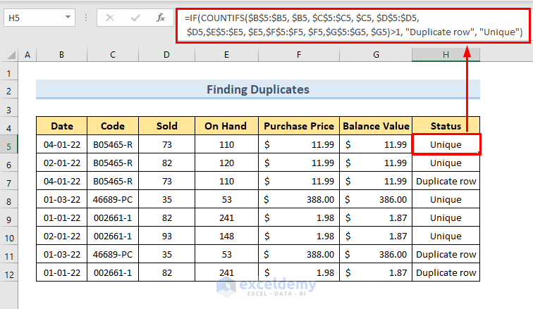 How to Find Duplicates Using Formula in Excel