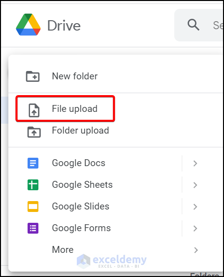Uploading Excel Files in Google Drive to save excel to google sheets