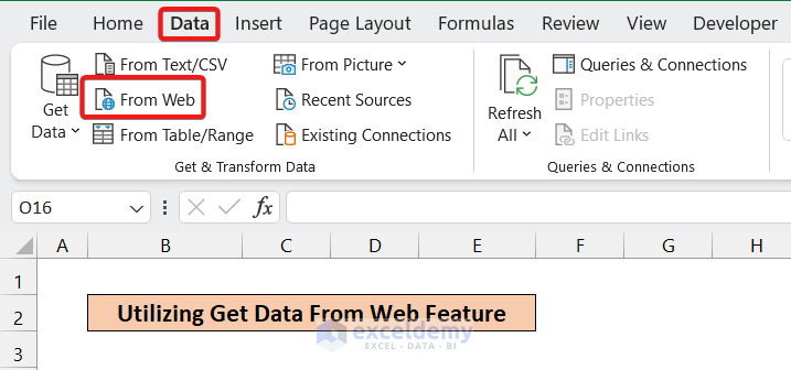 Utilizing Get Data From Web Feature for Scraping Data from a Website