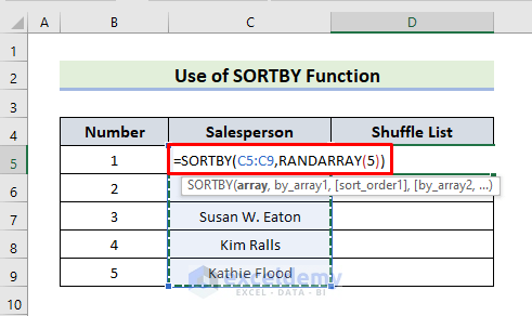 Mix Data with Excel SORTBY Function