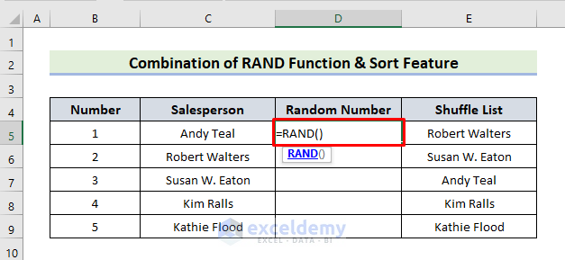 Combine RAND Function and Sort Feature to Shuffle Data