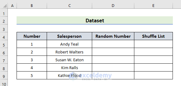 how to shuffle data in excel