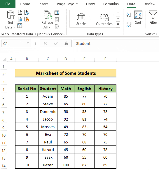 sorting data in excel by one column where data is getting mixed
