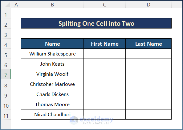 How to Split One Cell into Two in Excel