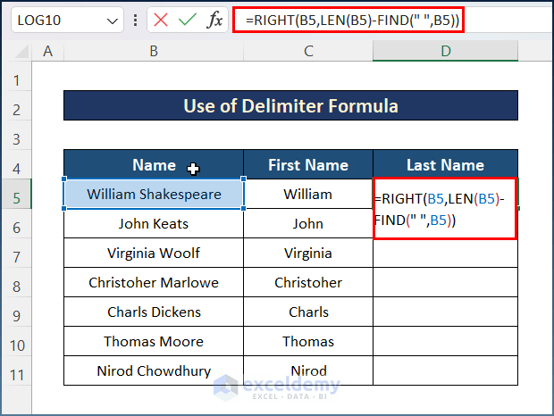 Use Delimiter for Splitting One Cell into Two in Excel