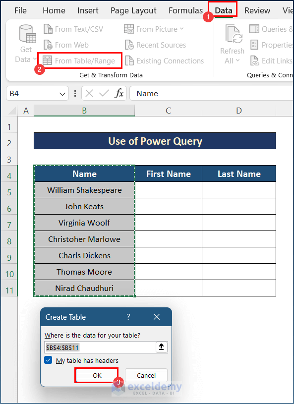 Break One Cell into Two Through Excel Power Query in Excel