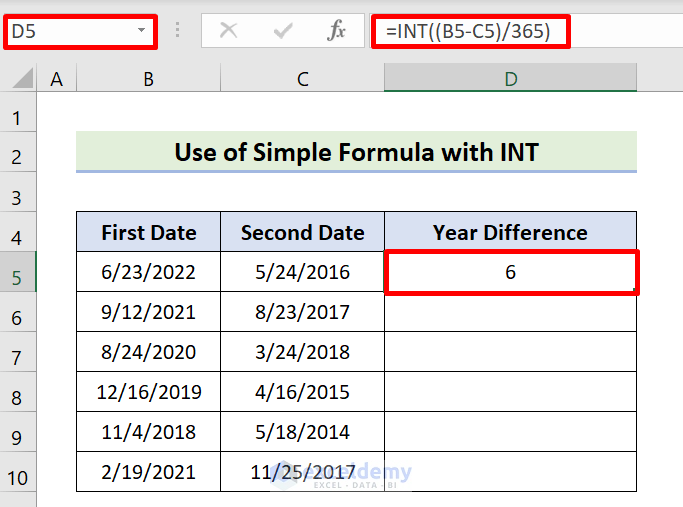 Use of Simple Formula with INT