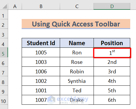 Formatting Adding Superscripts to Quick Access Toolbar to Write 1st 2nd 3rd in Excel