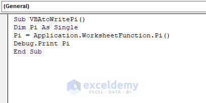 Apply Excel VBA to Write PI
