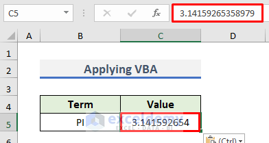Apply Excel VBA to Write PI