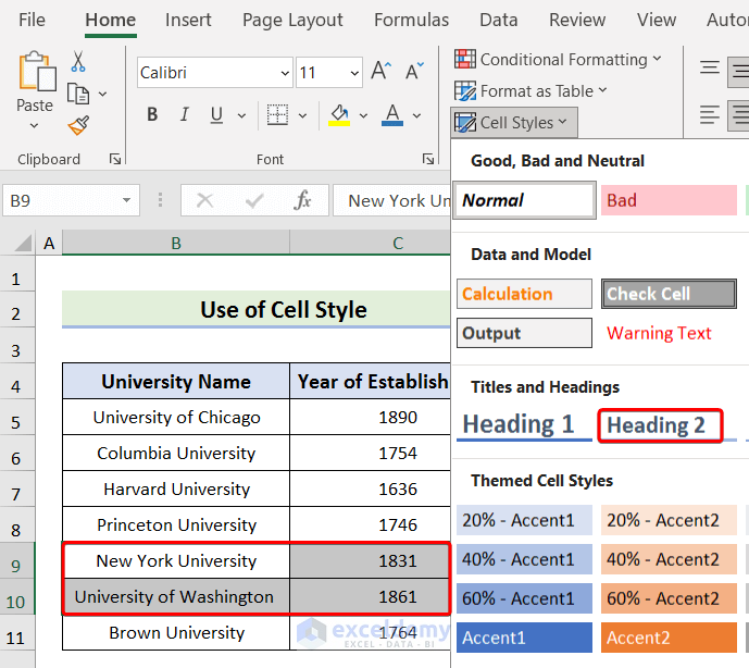 Applying Modified Cell Style