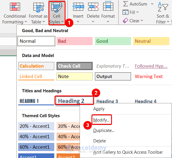 Modifying Cell Styles