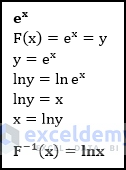 Mathematical expression of getting inverse exponential