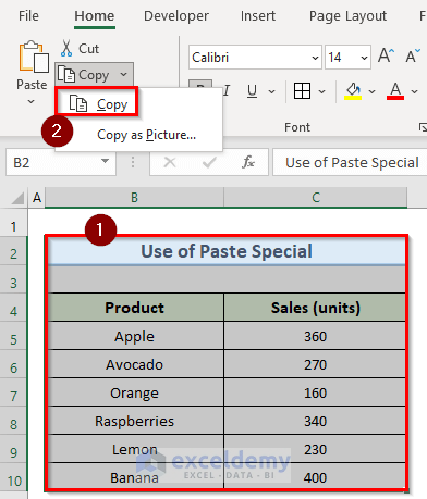 use of paste special to link excel data to a PowerPoint chart
