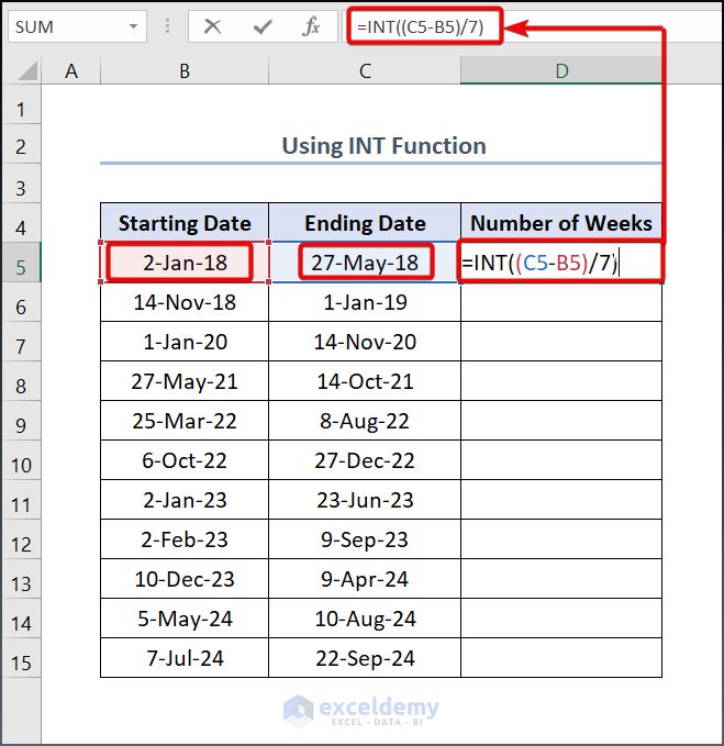 Using INT Function