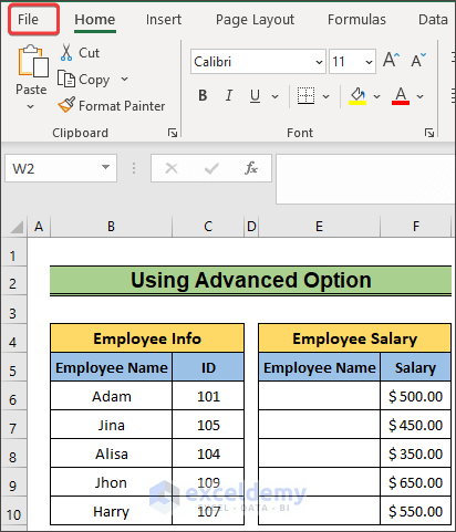 choosing file tab to address paste special not working in excel