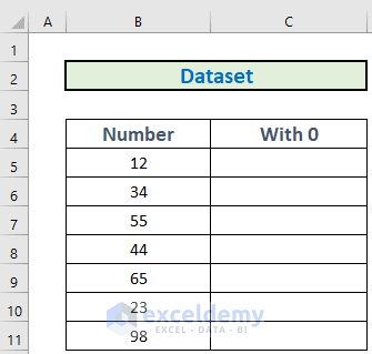 dataset for prefix 0 in excel