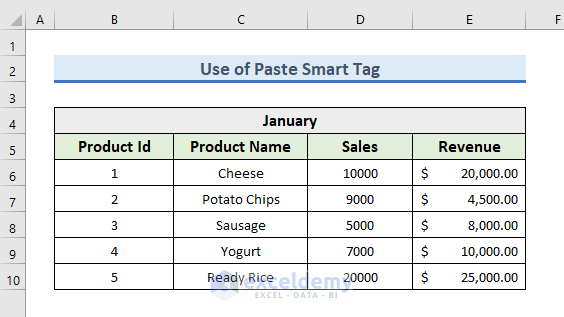 Use Paste Smart Tag to Paste Data in Excel