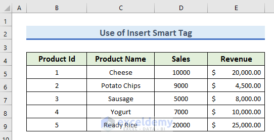 Avail Insert Smart Tag to Insert Cells