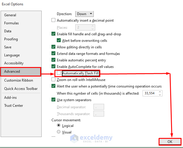 Apply Flash Fill Smart Tag to Fill Pattern in Excel
