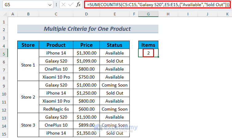 Applying Multiple Criteria to One Product