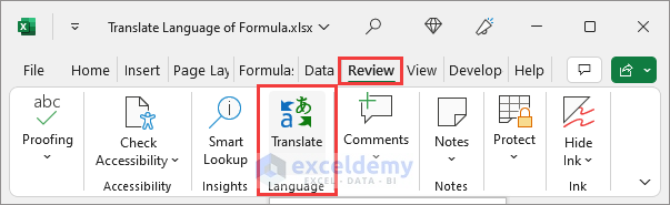 go to Review > Translate to translate language in excel 