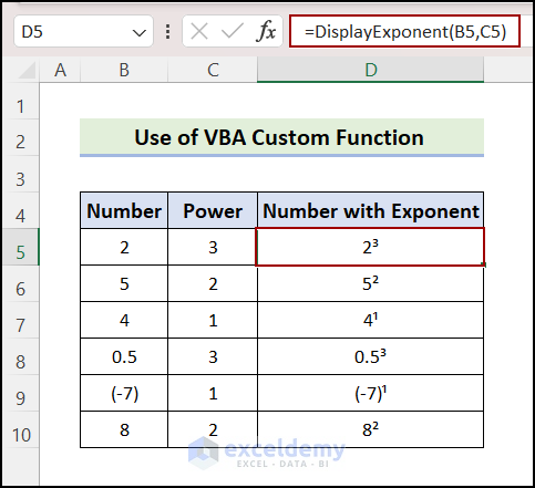 using VBA custom function