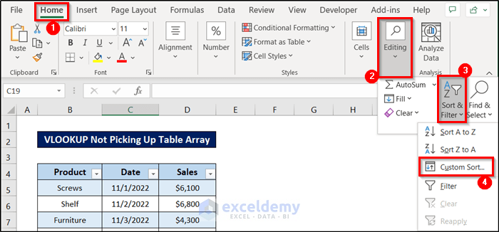 custom column sort while vlookup not picking up table array in another spreadsheet