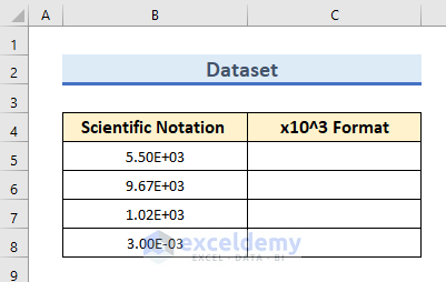 x10 3 in excel